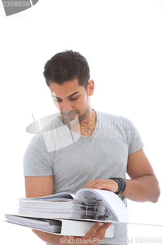 Image of Man holding folders