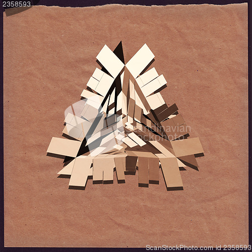 Image of 3D geometric art. Triangle on crumpled paper.