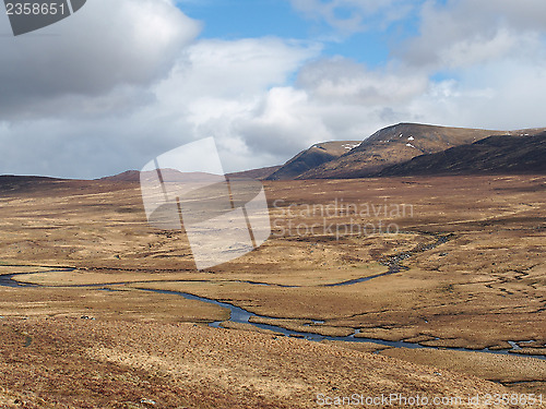 Image of South Monadhliath mountains, river Spey, Scotland in spring