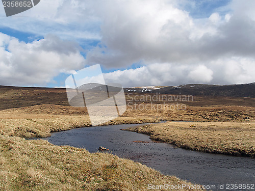 Image of South Monadhliath mountains, river Spey, Scotland in spring