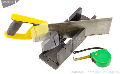 Image of plastic saw angle cut miter box measure meter tool 