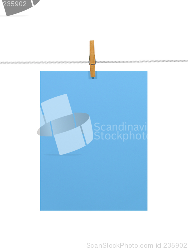 Image of Sky-blue paper sheet on a clothes line (+2 clipping paths)