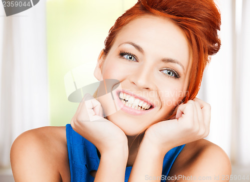 Image of happy woman dreaming