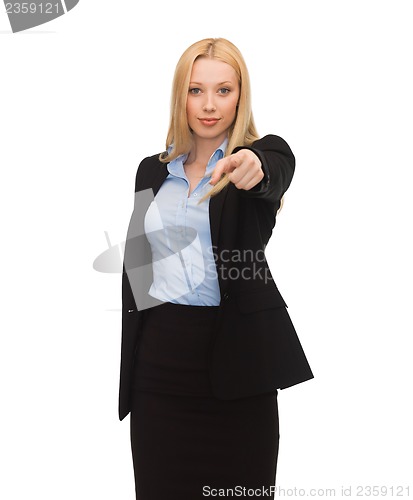 Image of businesswoman pointing her finger