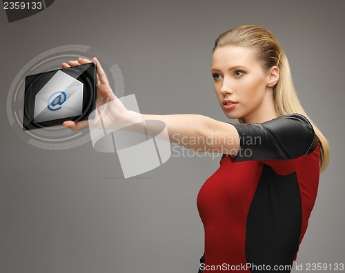 Image of woman with tablet pc and email icon