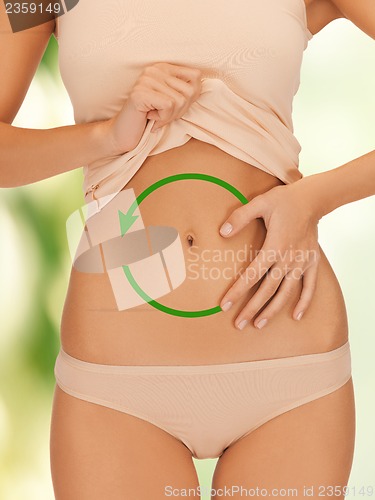 Image of woman placing hand on her belly