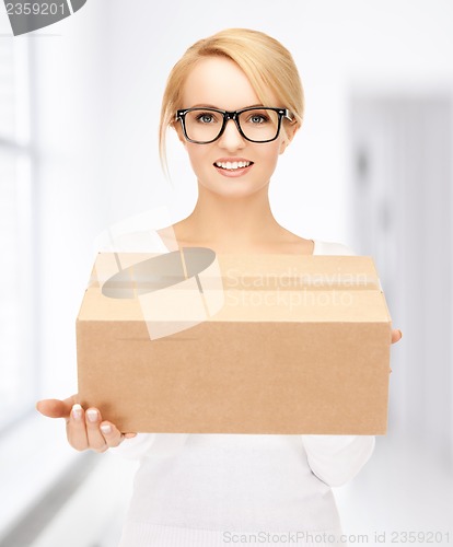 Image of woman with cardboard box