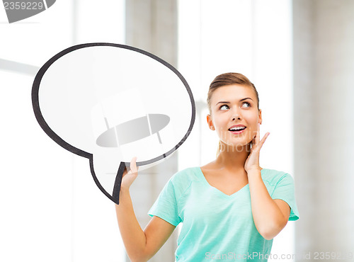 Image of smiling student with blank text bubble