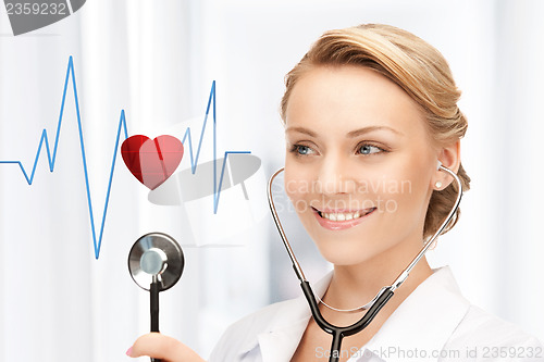Image of doctor listening to heart beat