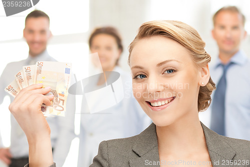 Image of lovely woman with euro cash money