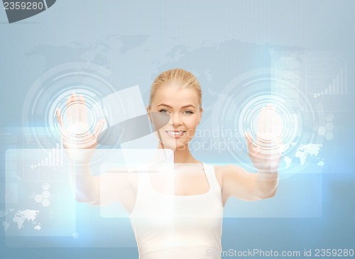 Image of woman working with virtual screen