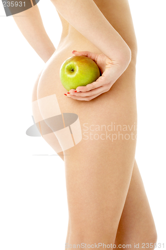 Image of naked woman with green apple
