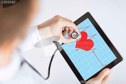 Image of doctor listening to heart beat