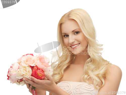 Image of woman with bouquet of flowers