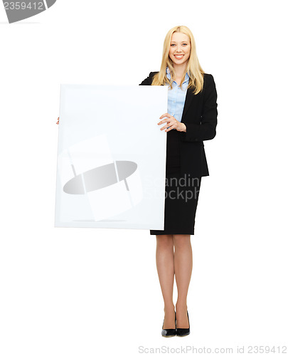 Image of businesswoman with white blank board