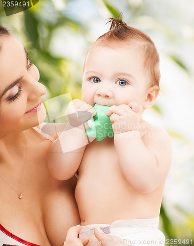 Image of happy mother with adorable baby