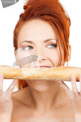 Image of woman with long french baguette