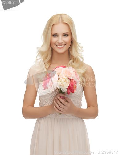 Image of woman with bouquet of flowers