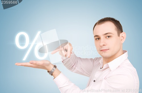 Image of man with percent sign