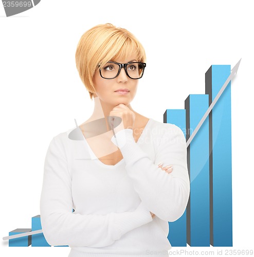 Image of businesswoman with colorful 3d graphics