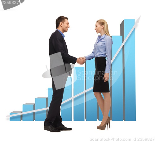 Image of man and woman shaking their hands