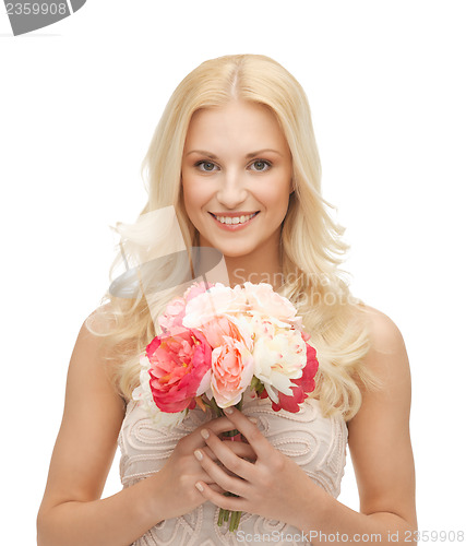 Image of woman with bouquet of flowers