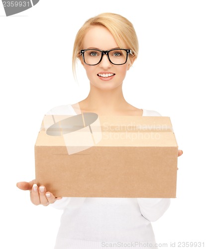 Image of woman with cardboard box