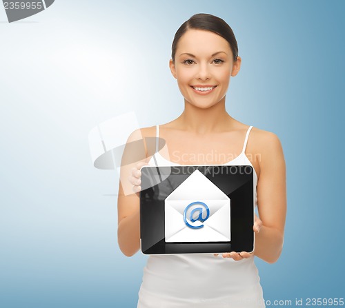 Image of woman with tablet pc and envelope icon