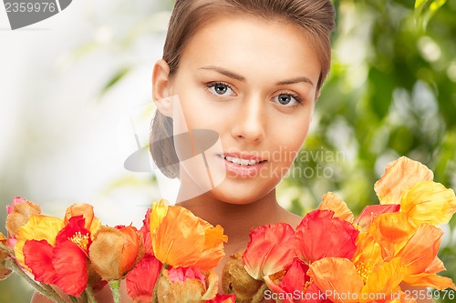 Image of woman with bouquet of flowers