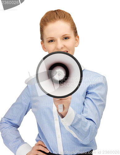 Image of businesswoman with megaphone