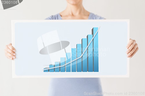 Image of woman holding board with 3d graph