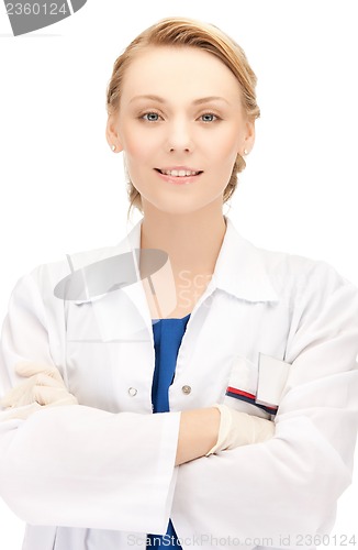 Image of smiling female doctor in uniform