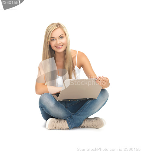 Image of student girl with laptop computer