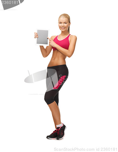 Image of sporty woman with tablet pc