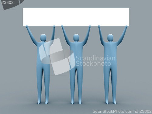 Image of 3d people holding an empty template for you to use as you like.