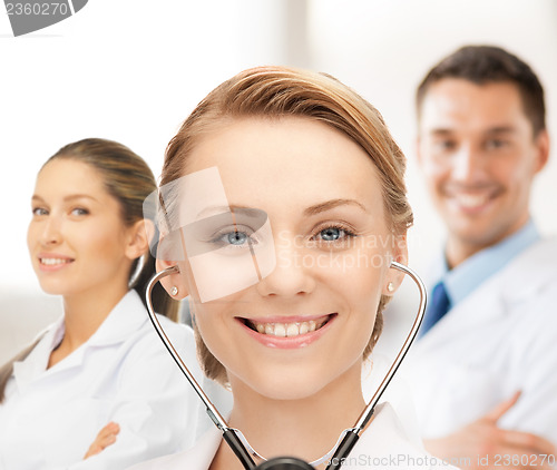 Image of attractive female doctor with stethoscope