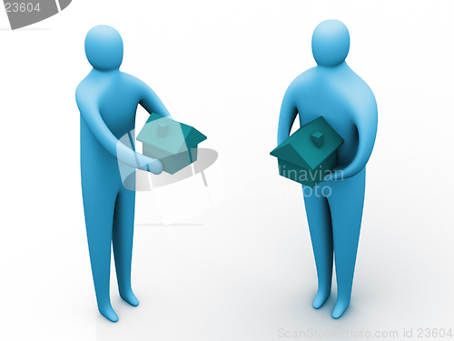 Image of 3d people holding houses.