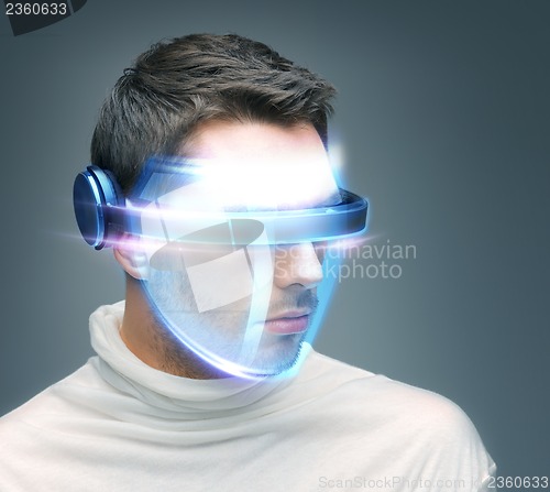 Image of man with digital glasses