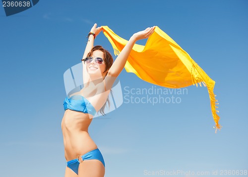 Image of woman in bikini and sunglasses