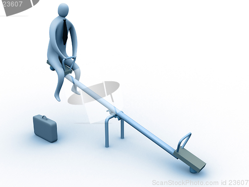 Image of d business person alone on a seesaw.