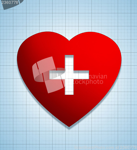 Image of heart shape sign with cross