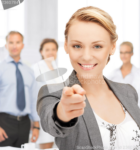 Image of businesswoman pointing her finger