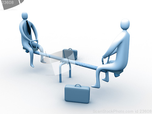 Image of 3d business people on a seesaw.