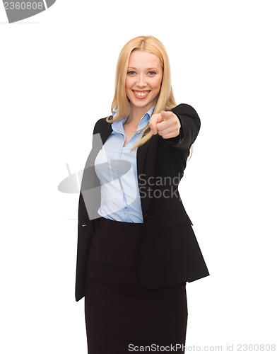 Image of businesswoman pointing her finger