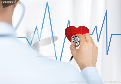 Image of doctor listening to heart beat