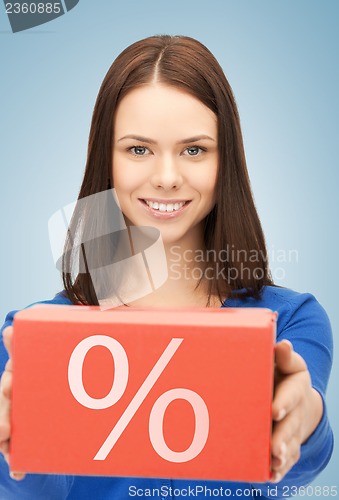 Image of woman with big percent box