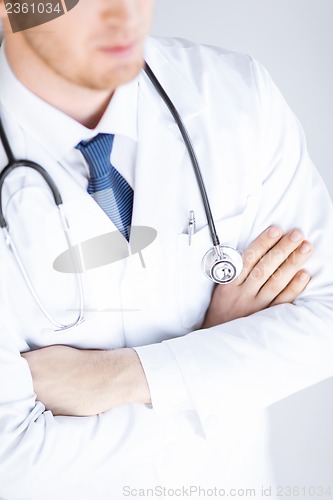 Image of doctor with stethoscope in white uniform