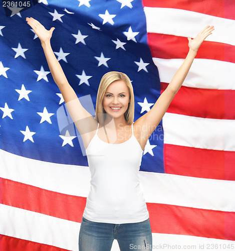 Image of woman in blank white t-shirt