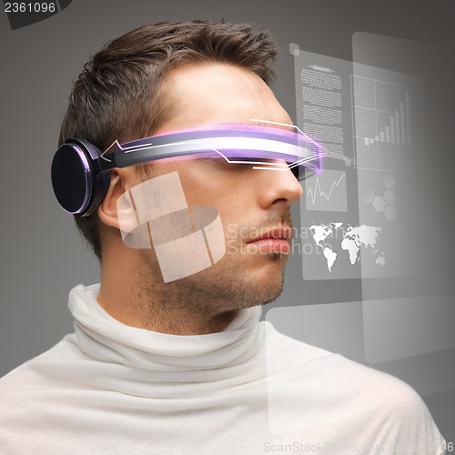 Image of man with digital glasses