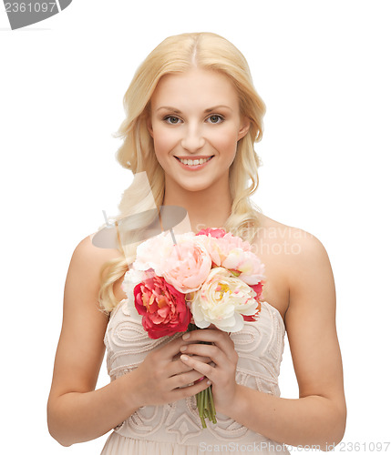 Image of woman with bouquet of flowers